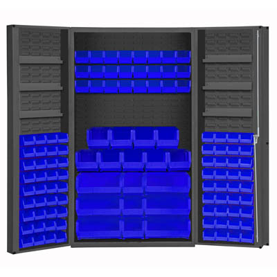 48" Wide Cabinet with 114 Bins, 6 Door Shelves, 4" Deep Box Door Style