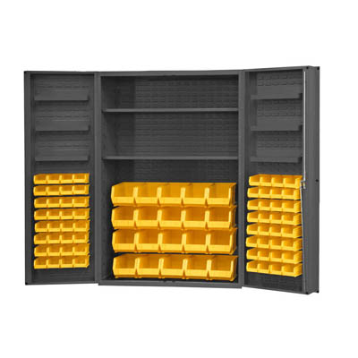 48" Wide Cabinet with 84 Bins, 2 Shelves & 6 Door Shelves, 4" Deep Box Door Style