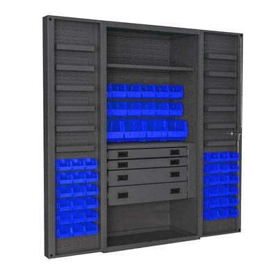 4" Deep Box Style Door, 36"W Cabinet with Drawers, Shelves, and Hook-On-Bins