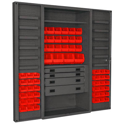 4" Deep Box Style Door, 36"W Cabinet with Drawers, Shelves, and Hook-On-Bins