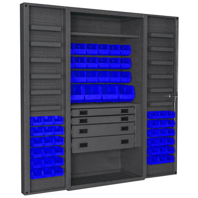 4" Deep Box Style Door, 36"W Cabinet with Drawers, Shelves, and Hook-On-Bins