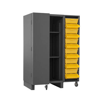 Extra Heavy Duty 12-Gauge 4" Deep Box Door Style Tilt-Bin Cabinet with 4 Shelves and 36 Hook-On-Bins
