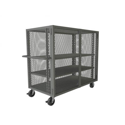 Mesh Style Security Trucks w/ Double Doors & 2 Shelves, 48-1/2"W x 32-1/16"D