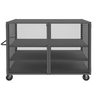 HTL Series, 3 Sided Mesh Truck w/ Base Shelf, Adjustable Shelves and 2 Doors, 46"Wide