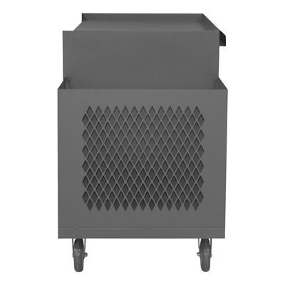 Mobile Wire Spool and Maintenance Cart w/ 5 Rods, Louvered Panel Side, Cabinet Space, and Ladder Hanger