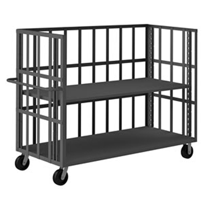 Open Portable Flat Bar Trucks w/ 6" Phenolic Casters & Adjustable Shelf