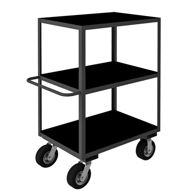 Rolling Instrument  Carts, 3 Shelves w/ 8" Pneumatic Casters & Tubular Push Handle