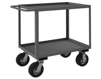 Stock Cart w/ 2 Shelves, 8" Pneumatic Casters 