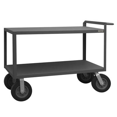 Rolling Service Carts, 10" Pneumatic Cstrs, Raised Tubular Handle 