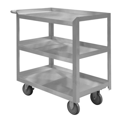 Stainless Steel Stock Carts, 3 Shelves, 4" Polyurethane Cstrs