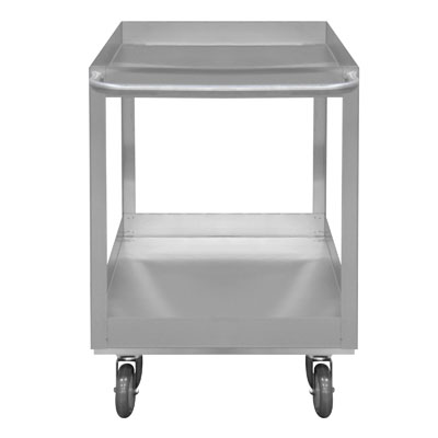 Lips Up Stainless Steel Stock Carts, 18"W w/ 2 Shelves & 5" Polyurethane Casters