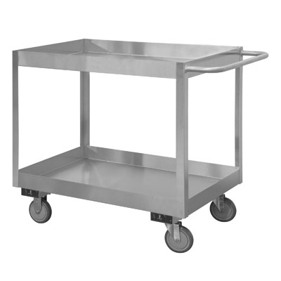 Lips Up Stainless Steel Stock Carts, 18"W w/ 2 Shelves & 5" Polyurethane Casters