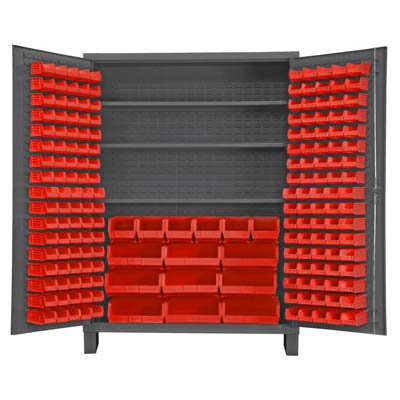 60" Wide Cabinet with 185 Bins & 3 Shelves, (Flush Door Style)