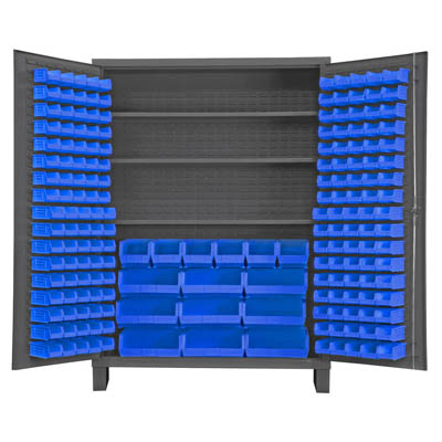 60" Wide Cabinet with 185 Bins & 3 Shelves, (Flush Door Style)