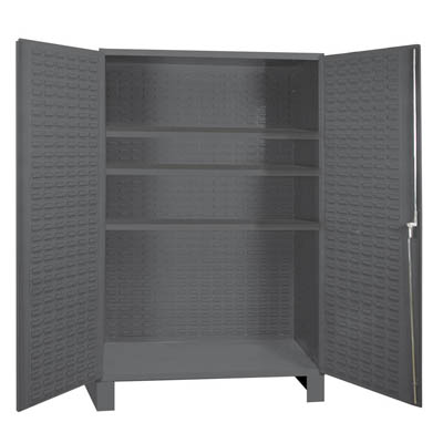 14 Gauge Cabinet w/ Louvered Panel Doors and 3 Adjustable Shelves, 60" Wide