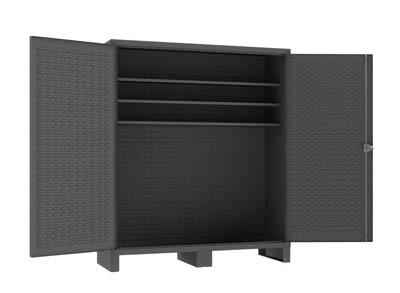 14 Gauge Cabinet w/ Louvered Panel Doors and 3 Shelves, 72" Wide
