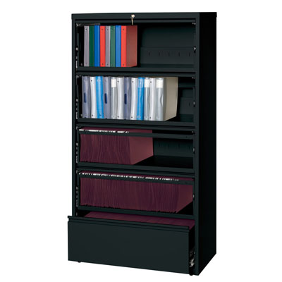  HL10000 Series 5 Drawer Lateral File Cabinet with Roll-out Shelves, 36" Wide