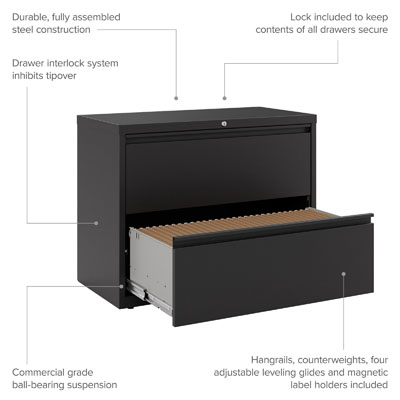 HL1000 Series 2 Drawer Lateral File Cabinet, 36"Wide
