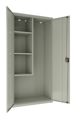 Welded Steel Janitorial Cabinet with 2 Adjustable Shelves, 36"W x 18"D x 72"H