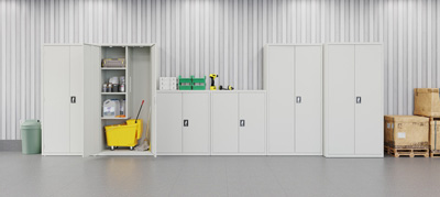 Welded Steel Janitorial Cabinet with 2 Adjustable Shelves, 36"W x 18"D x 72"H
