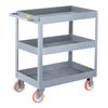 3' Deep Shelf Truck, 3 Shelves & 5' Polyurethane Casters 