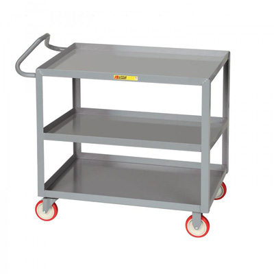 Ergonomic Shelf Truck, 3 Lip Up Shelves, 5" Casters