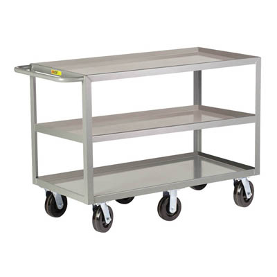 Heavy Duty 3-Shelf Truck, 11" Shelf Clearance, w/ 6 Wheels & 1.5" Retaining Lips