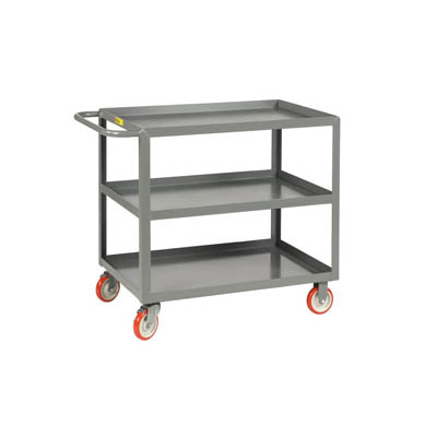 Welded Service Cart w/ 3 Shelves & 1-1/2" Retaining Lips
