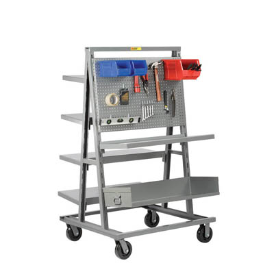 Adjustable Tray A-Frame Shelf Truck w/ Phenolic Wheels (2,000 lbs. Capacity)