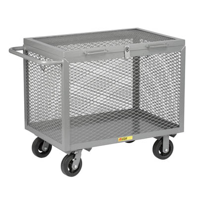 Expanded Metal Box Truck w/ 6" Mold-On Rubber Casters & Hinged Lid
