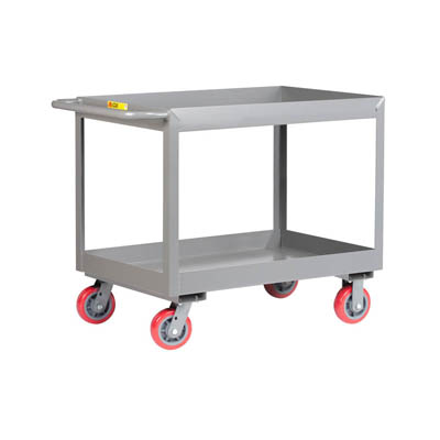 3" Deep Shelf Truck, 2 Shelves & 6" Polyurethane Casters 