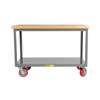 Heavy-Duty Butcher Block Top Mobile Table, 2 Rigid and 2 Swivel Casters with Floor Lock (3,000 lbs. Capacity)