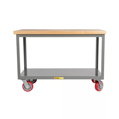 Heavy-Duty Butcher Block Top Mobile Table, 4 Swivel Casters with Wheel Brakes (3,000 lbs. Capacity)
