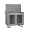 48' Wide Mobile Bench Cabinet w/ Clearview Doors, Floor Lock, & Louvered Panel