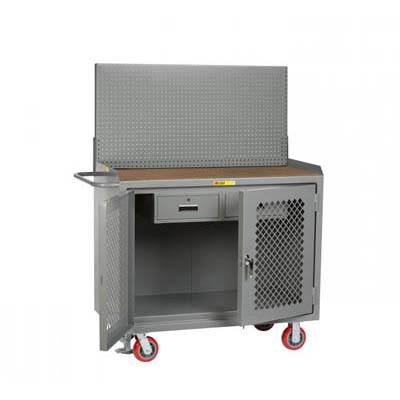 36" Wide Mobile Bench Cabinet w/ Clearview Doors & Heavy Duty Drawer