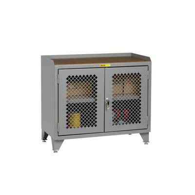 Counter Height Bench Cabinet w/ Clearview Doors & Interior Shelf