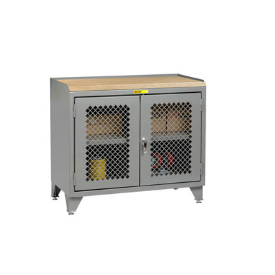 Counter Height Bench Cabinet w/ Clearview Doors & Interior Shelf