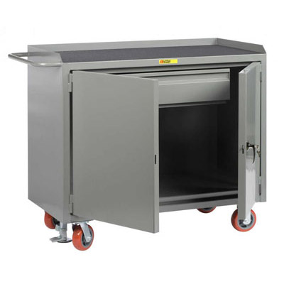 48" Wide Mobile Bench Cabinet w/ Heavy-Duty Drawer & Locking Doors