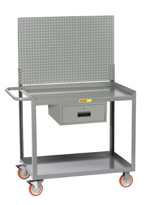 Mobile Workstation w/ Pegboard Panel & Storage Drawer