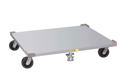 Solid Deck Pallet Dolly w/ 2 Floor Locks, Optional Corner Load Retainers