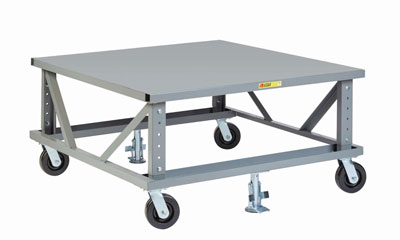 Ergonomic Adjustable Height Mobile Pallet Stand, Solid Deck