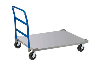 Solid Deck Pallet Dolly w/ Floor Locks & Handle