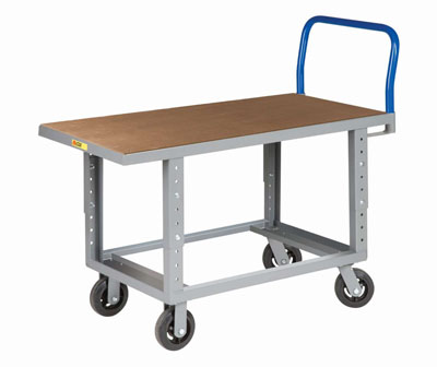 Adjustable Height Work Platform Truck with Open Base, Hardboard over Steel Deck (2,000 lbs. Capacity)