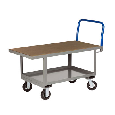 Work Platform Truck with Lower Shelf, Hardboard over Steel Deck (2,000 lbs. Capacity)