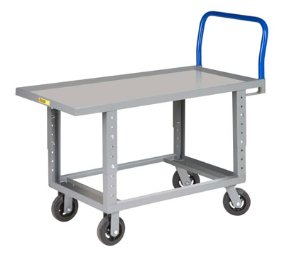 Adjustable Height Work Platform Truck with Open Base, Lip Edge Deck (2,000 lbs. Capacity)