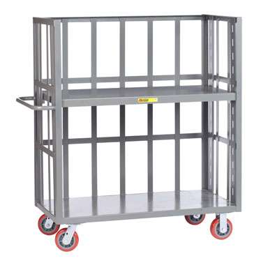 Adjustable 3-Sided Shelf Truck w/ 1 Shelf & Slat Sides