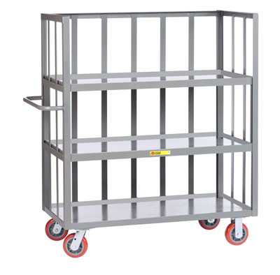 3-Sided Shelf Truck w/ 3 Shelves, Slat Sides, & Lipped Shelves