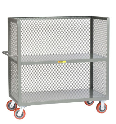 3-Sided Shelf Truck w/ Flush Shelves w/ Mesh Sides