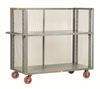  Adjustable 3-Sided Shelf Truck w/ Lipped Shelves & Mesh Sides, 48'W x 24'D x 57'H