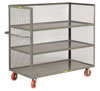 3-Sided Shelf Truck w/ 3 Shelves, Mesh Sides, & Lipped Shelves